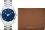 Michael Kors - Slim Runway Collection Silverfärgad rostfritt stål herrklocka MK1060SET Plånbok Herr Naty Shop Standardtitel