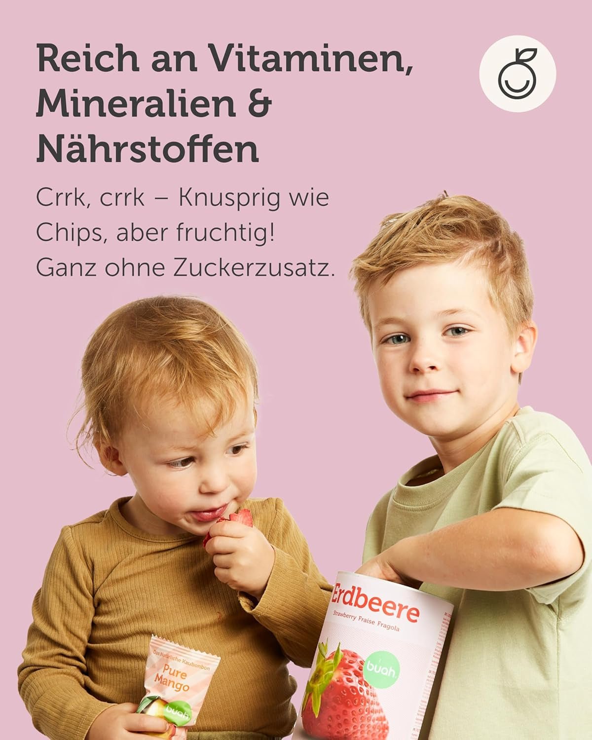 Frystorkad fruktmix BUAH® | Frystorkade jordgubbar, bananer, äpplen och vinbär utan tillsatt socker | 100 % frukt | Vegansk, glutenfri, laktosfri (140g) Naty Shop torkade produkter