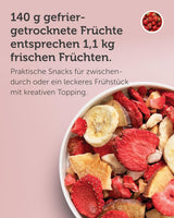Frystorkad fruktmix BUAH® | Frystorkade jordgubbar, bananer, äpplen och vinbär utan tillsatt socker | 100 % frukt | Vegansk, glutenfri, laktosfri (140g) Naty Shop torkade produkter