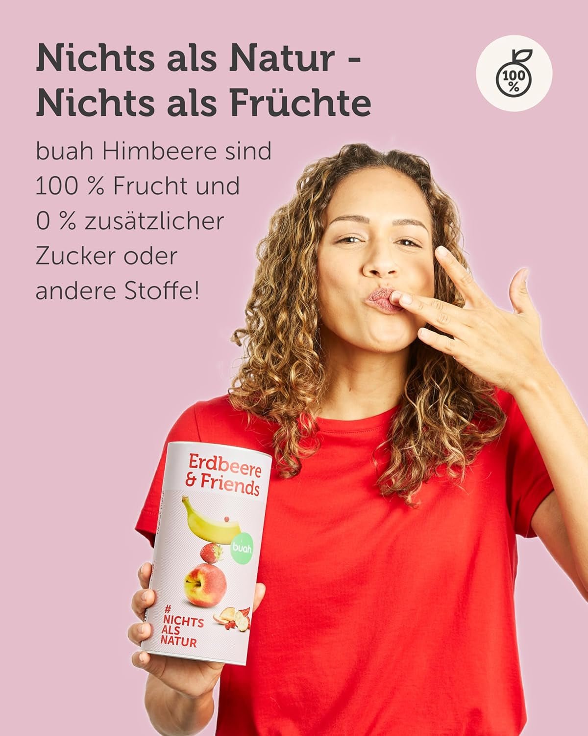 Frystorkad fruktmix BUAH® | Frystorkade jordgubbar, bananer, äpplen och vinbär utan tillsatt socker | 100 % frukt | Vegansk, glutenfri, laktosfri (140g) Naty Shop torkade produkter