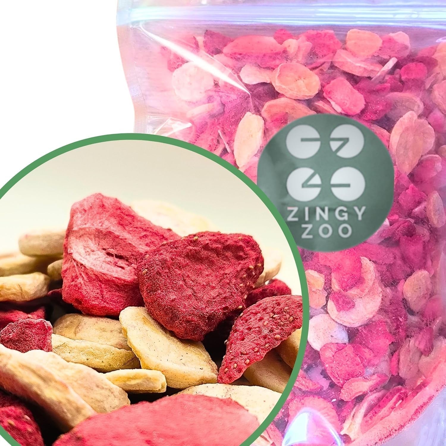Blandning av frystorkad frukt ErdBana XL 300g | Frystorkade bananer + frystorkade jordgubbar Frystorkade fruktprovningsset | Jordgubb och banan frystorkad fruktmix | ZingyZoo Naty Shop Dehydrerade produkter 500G Jordgubbar och bananer