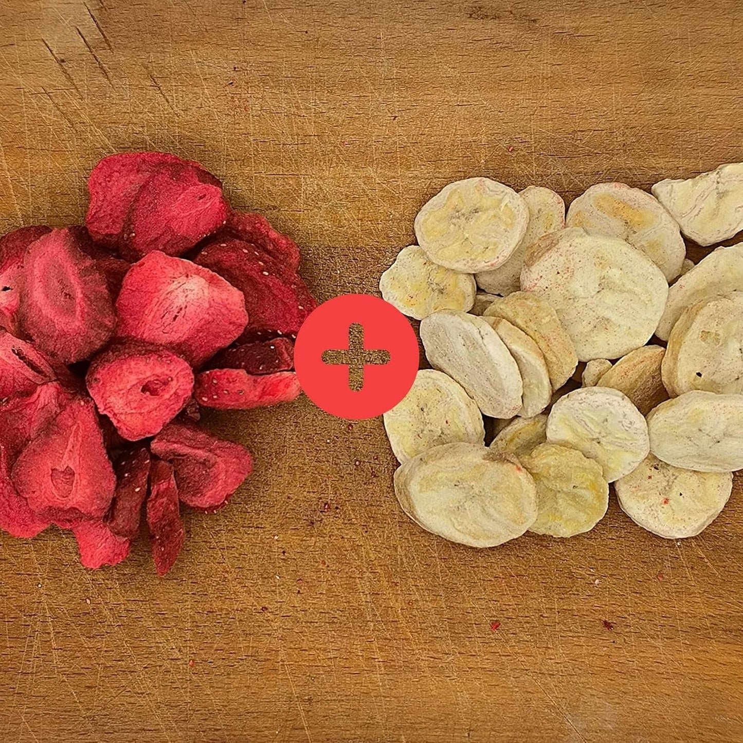 Blandning av frystorkad frukt ErdBana XL 300g | Frystorkade bananer + frystorkade jordgubbar Frystorkade fruktprovningsset | Jordgubb och banan frystorkad fruktmix | ZingyZoo Dehydrerade produkter Naty Shop
