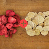 Blandning av frystorkad frukt ErdBana XL 300g | Frystorkade bananer + frystorkade jordgubbar Frystorkade fruktprovningsset | Jordgubb och banan frystorkad fruktmix | ZingyZoo Dehydrerade produkter Naty Shop