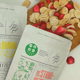 Blandning av frystorkad frukt ErdBana XL 300g | Frystorkade bananer + frystorkade jordgubbar Frystorkade fruktprovningsset | Jordgubb och banan frystorkad fruktmix | ZingyZoo Dehydrerade produkter Naty Shop