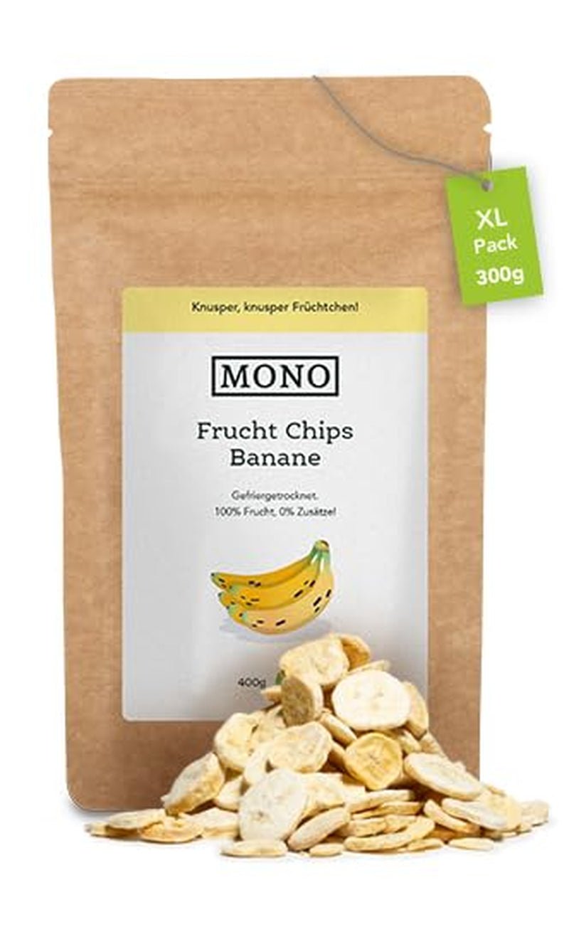 Mono frystorkade chips - 300g jordgubbschips från 100 % naturliga jordgubbar - torkad tropisk frukt - torkad jordgubbsfrukt - mellanmål till müsli och desserter - jordgubbschips Torkad produkter Naty Shop Banana