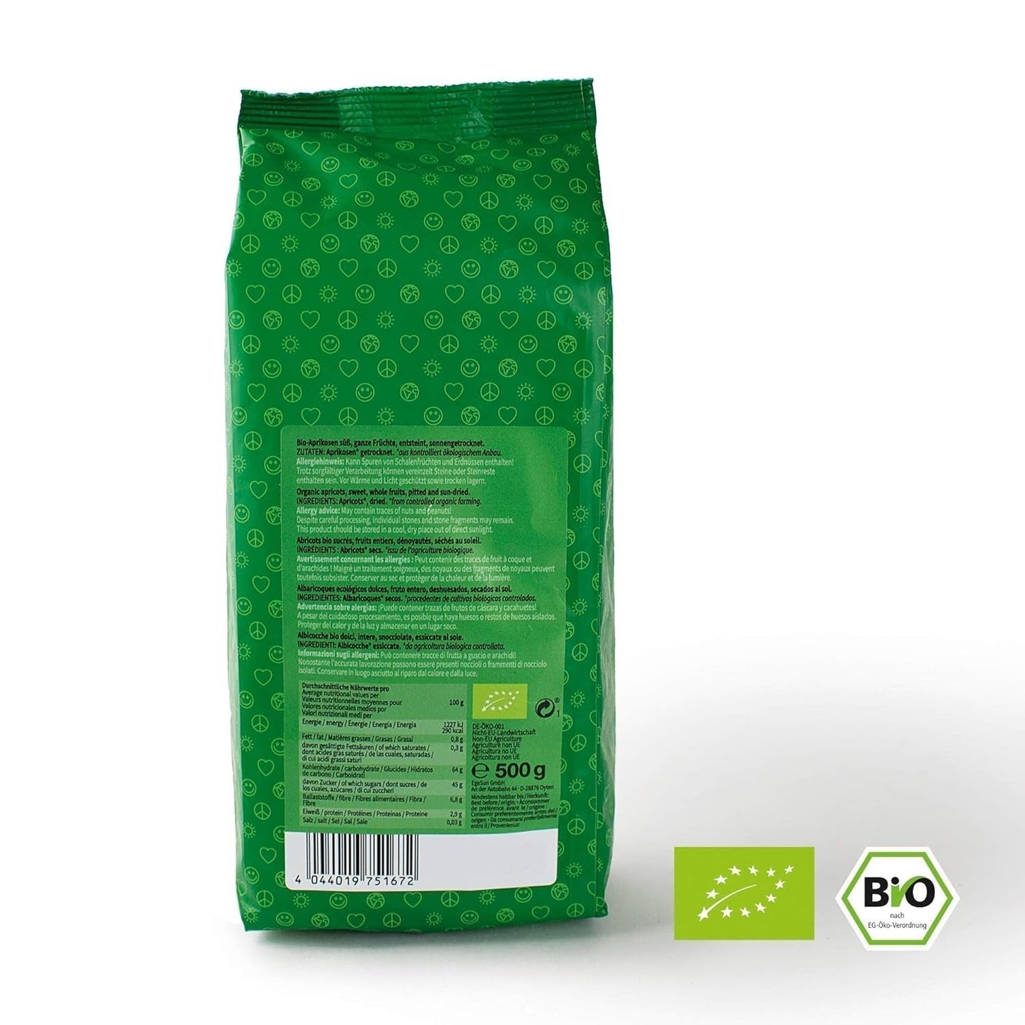 Mundo Feliz Torkade aprikoser med gropar från ekologiskt jordbruk, 2 x 500 g Torkade produkter Min butik