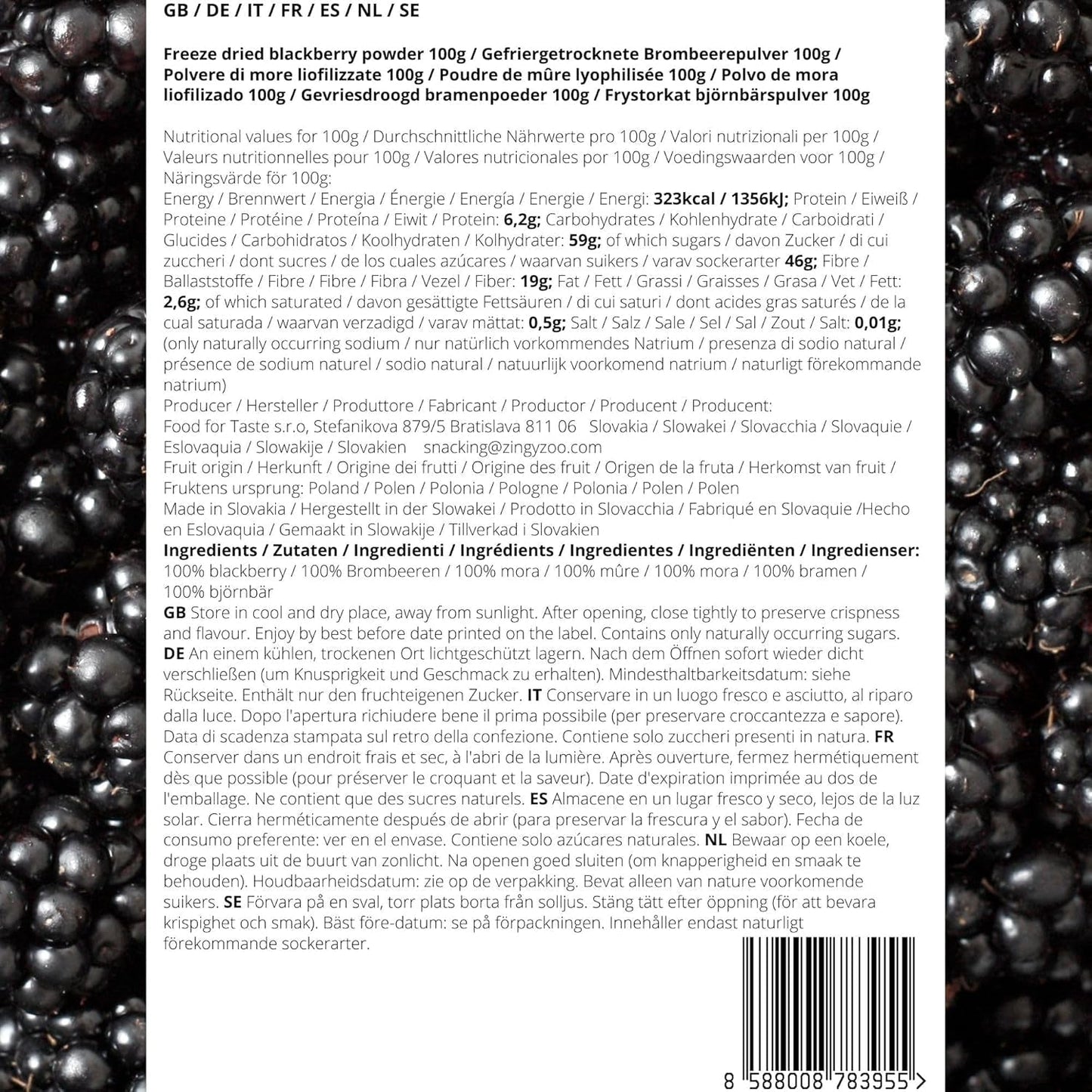 Frystorkade björnbär i pulver | 100% frystorkat fruktpulver Naturlig torkad frukt utan tillsatser | fruktpulver Frystorkad frukt björnbärspulver Dehydrerade produkter Naty Shop