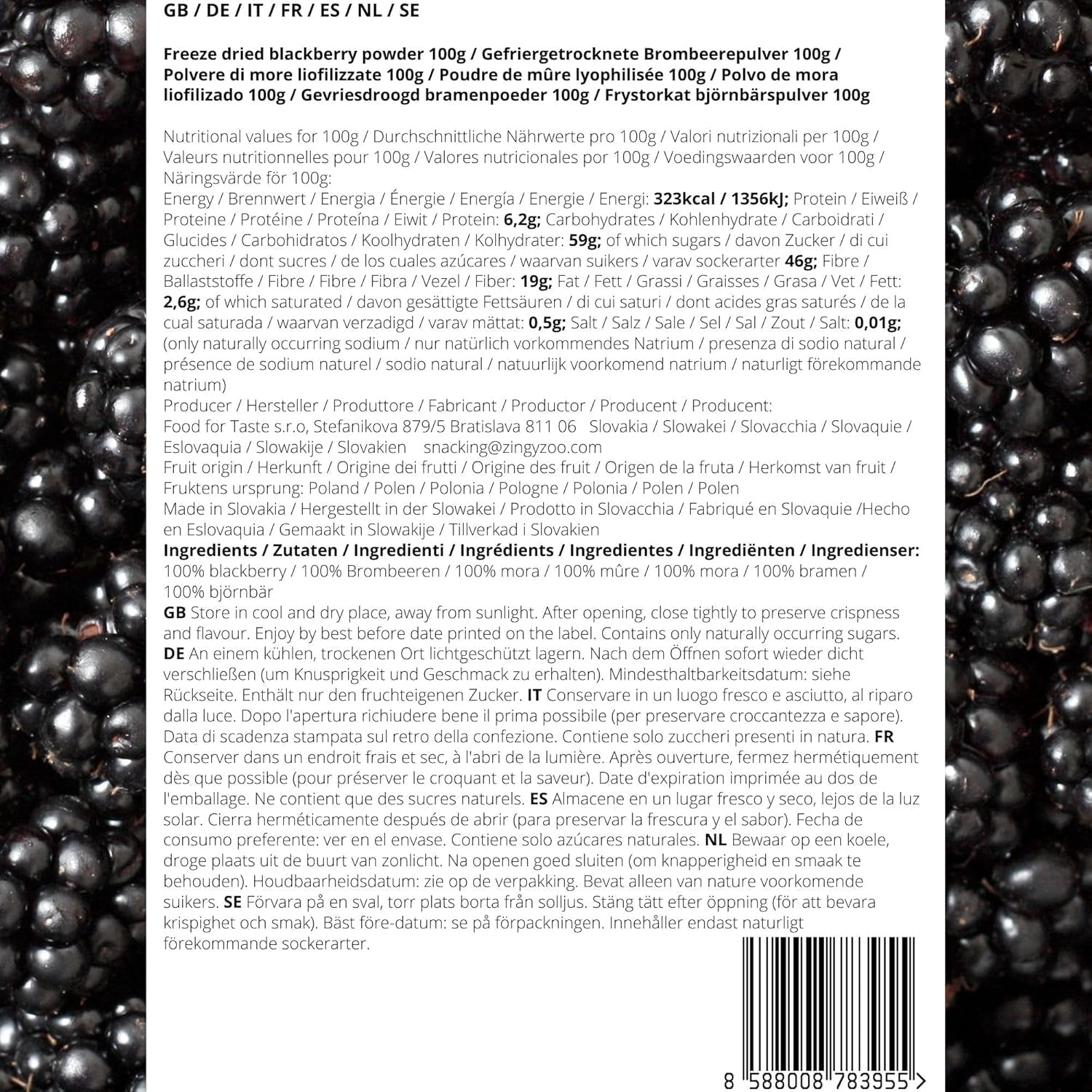 Frystorkade björnbär i pulver | 100% frystorkat fruktpulver Naturlig torkad frukt utan tillsatser | fruktpulver Frystorkad frukt björnbärspulver Dehydrerade produkter Naty Shop