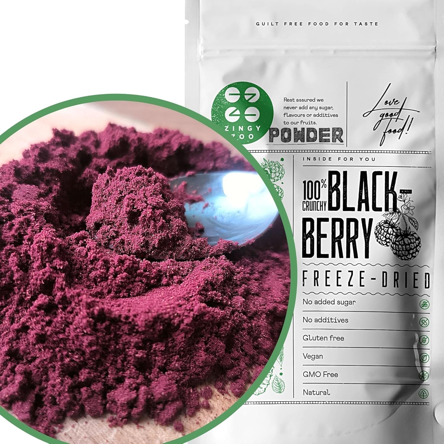 Frystorkade björnbär i pulver | 100% frystorkat fruktpulver Naturlig torkad frukt utan tillsatser | fruktpulver Frystorkad frukt björnbärspulver Dehydrerade produkter Naty Shop 100G