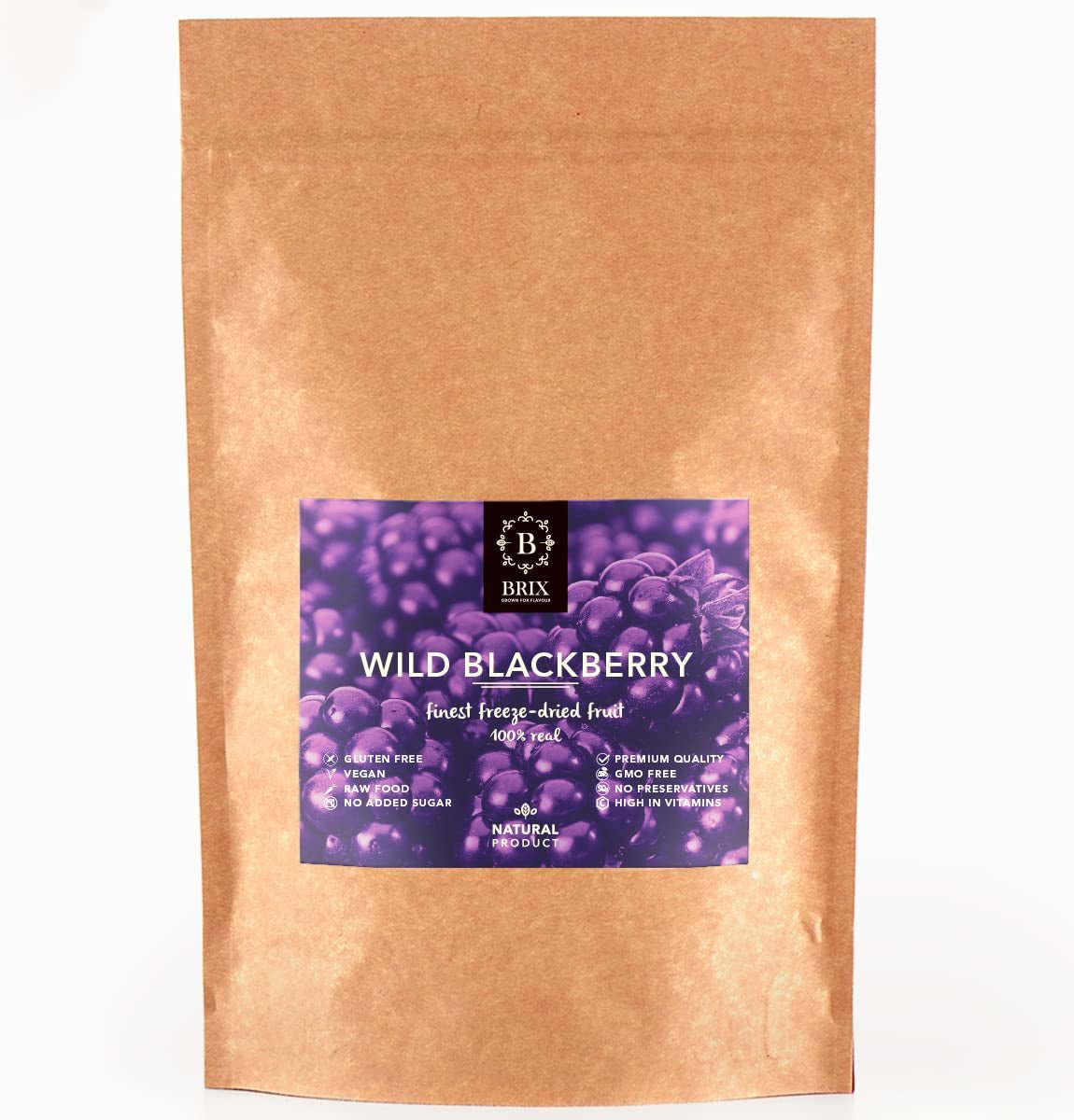 Vilda björnbär BRIX | Naturliga vilda björnbär, torkade 95 g | Great Taste Award för torkade bär | Icke-GMO, glutenfri, vegan, undanhållna vitaminer Naty Shop Dehydrerade produkter Standardtitel