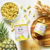 myfruits ekologisk frystorkad ananas, 300g, torkad frukt utan tillsatser, 100% ananas i stora bitar, frystorkad frukt till müsli eller som mellanmål Torkad produkter Naty Shop