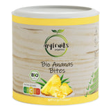 myfruits ekologisk frystorkad ananas, 300g, torkad frukt utan tillsatser, 100% ananas i stora bitar, frystorkad frukt till müsli eller som mellanmål Torkad produkter Naty Shop 85 Gram