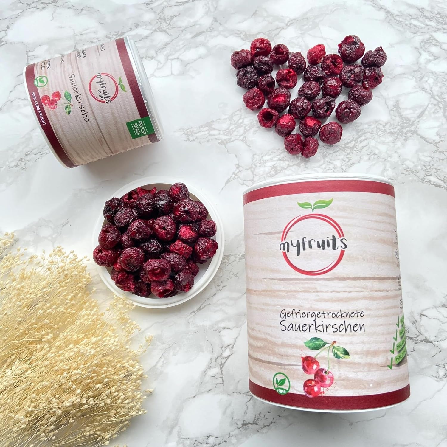 myfruits frystorkade bittra körsbär, 80g, utan tillsatser, från 100 % körsbär, frystorkade och torkade frukter Torkade produkter Naty Shop