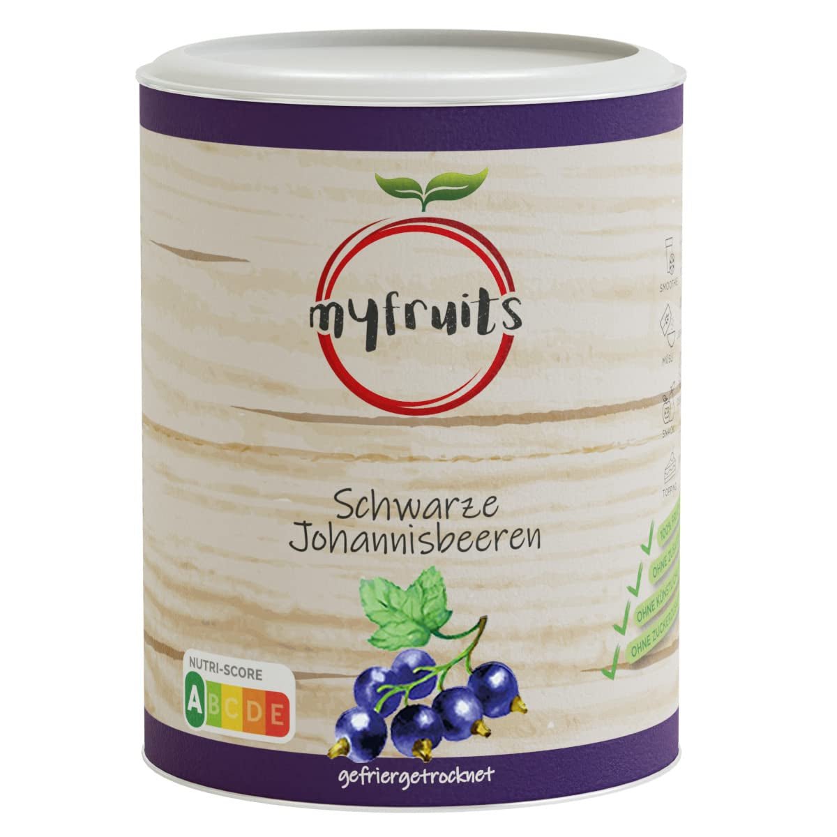 myfruits svarta vinbär, frystorkad frukt, 100g, utan tillsatser, 100% svarta vinbär, frystorkad och torkad frukt för müsli eller gröt... Torkade produkter Naty Shop Standardtitel