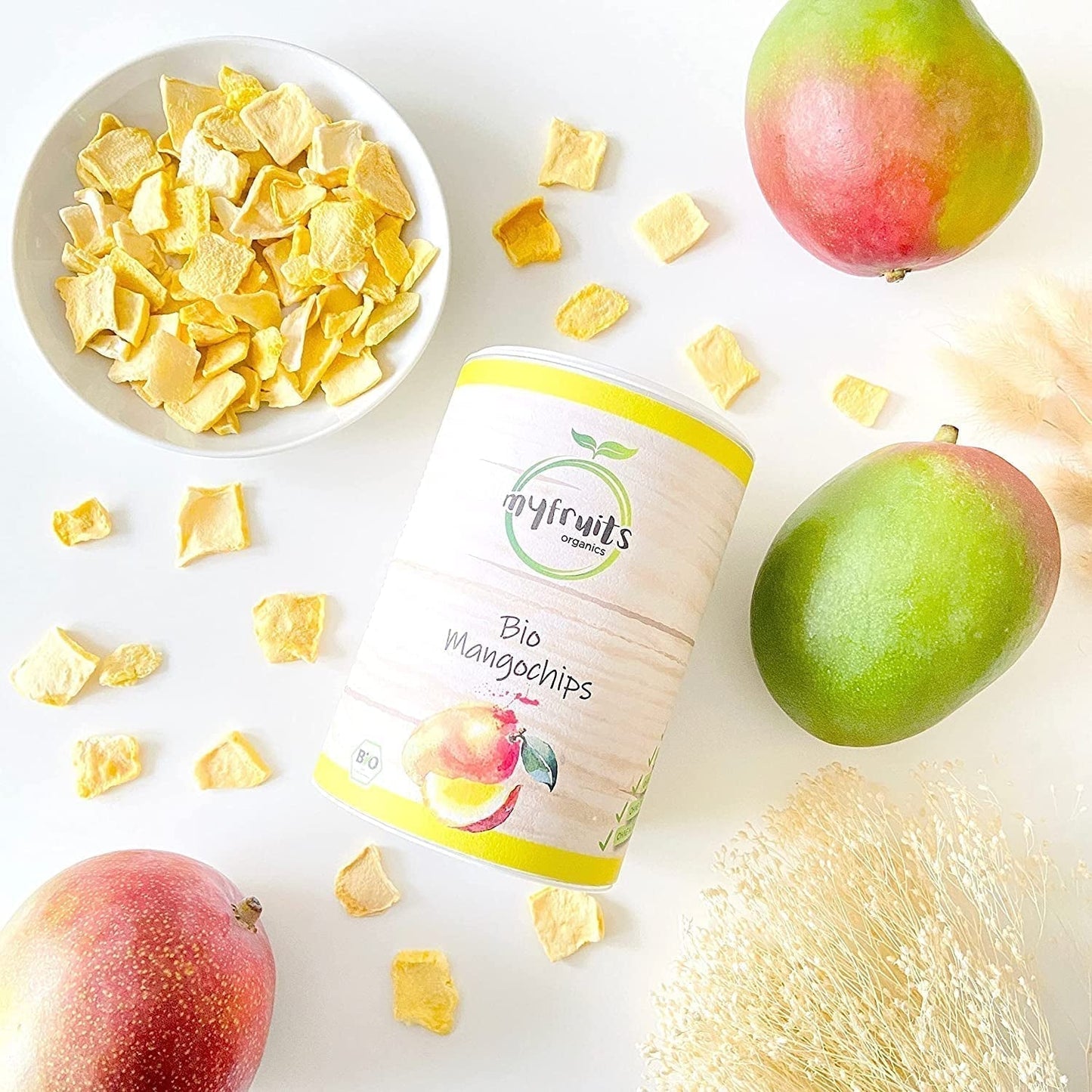 myfruits ekologisk mango, frystorkad frukt, 300g, fruktchips, inga tillsatser, 100% mango, frystorkad och torkad frukt för müsli eller snacks... Dehydrerade produkter Naty Shop