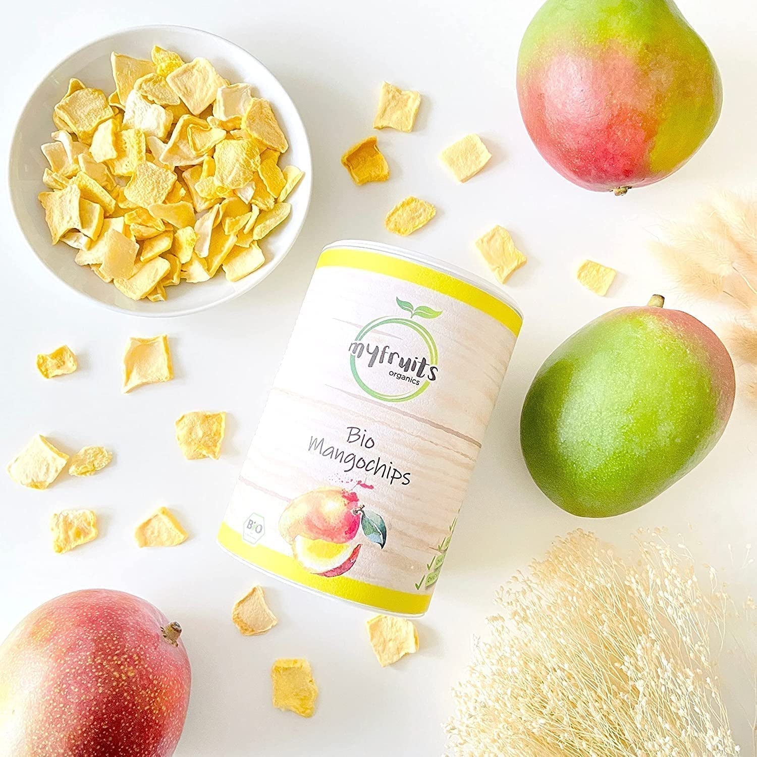myfruits ekologisk mango, frystorkad frukt, 300g, fruktchips, inga tillsatser, 100% mango, frystorkad och torkad frukt för müsli eller snacks... Dehydrerade produkter Naty Shop