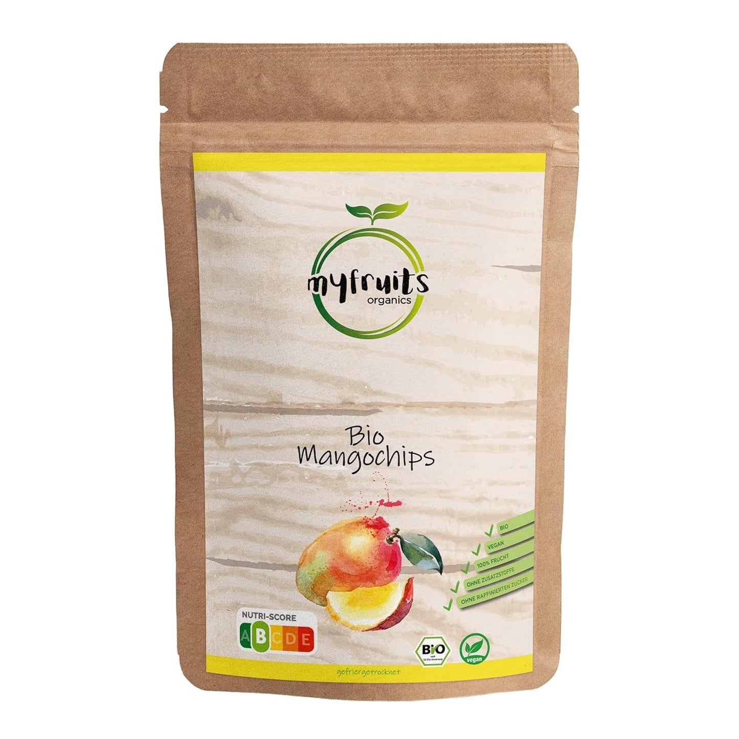 myfruits ekologisk mango, frystorkad frukt, 300g, fruktchips, inga tillsatser, 100% mango, frystorkad och torkad frukt för müsli eller snacks... Torkad produkter Naty Shop 300 G (1 pack)