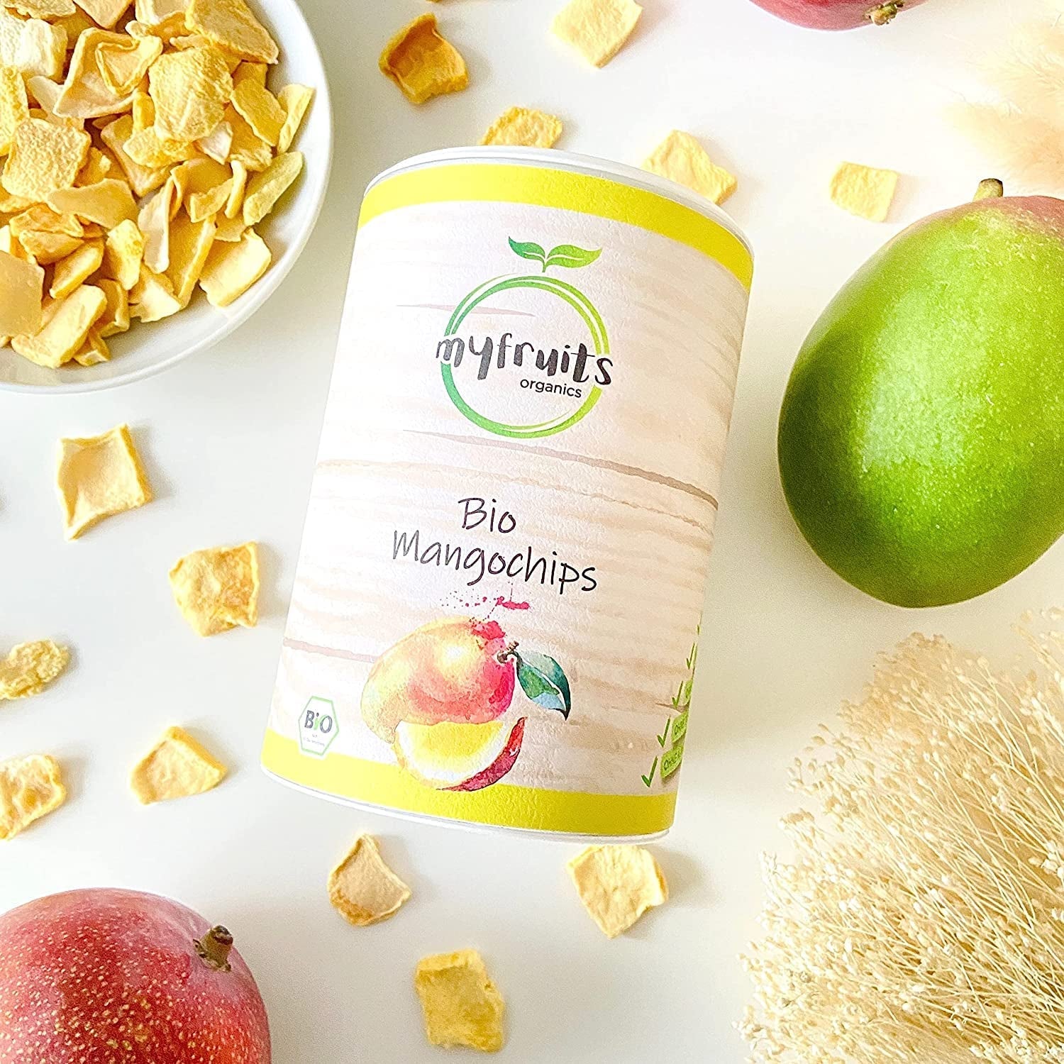 myfruits ekologisk mango, frystorkad frukt, 300g, fruktchips, inga tillsatser, 100% mango, frystorkad och torkad frukt för müsli eller snacks... Dehydrerade produkter Naty Shop