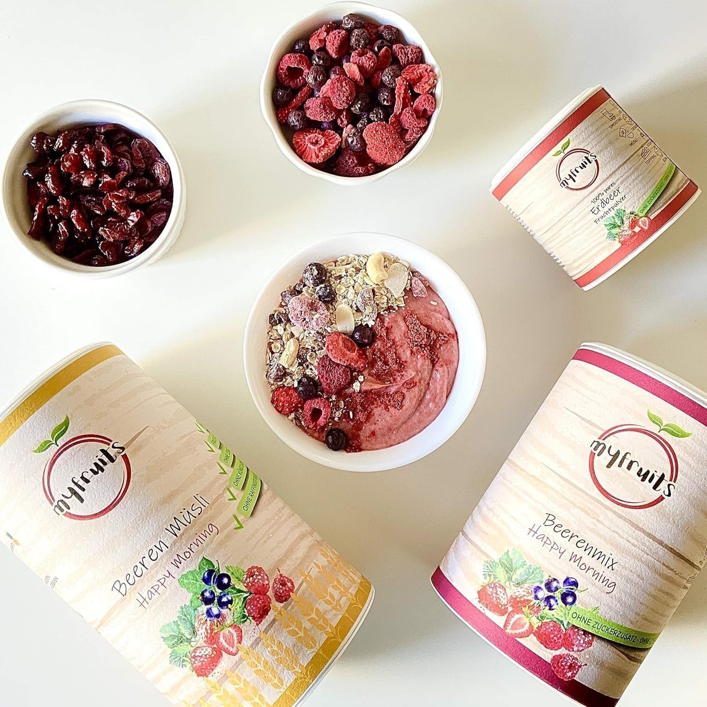 myfruits bärmix, 300g, frystorkad frukt och bärmix, utan tillsatt socker, jordgubbar, hallon, röda vinbär, torkad fruktmix Torkad produkter Naty Shop