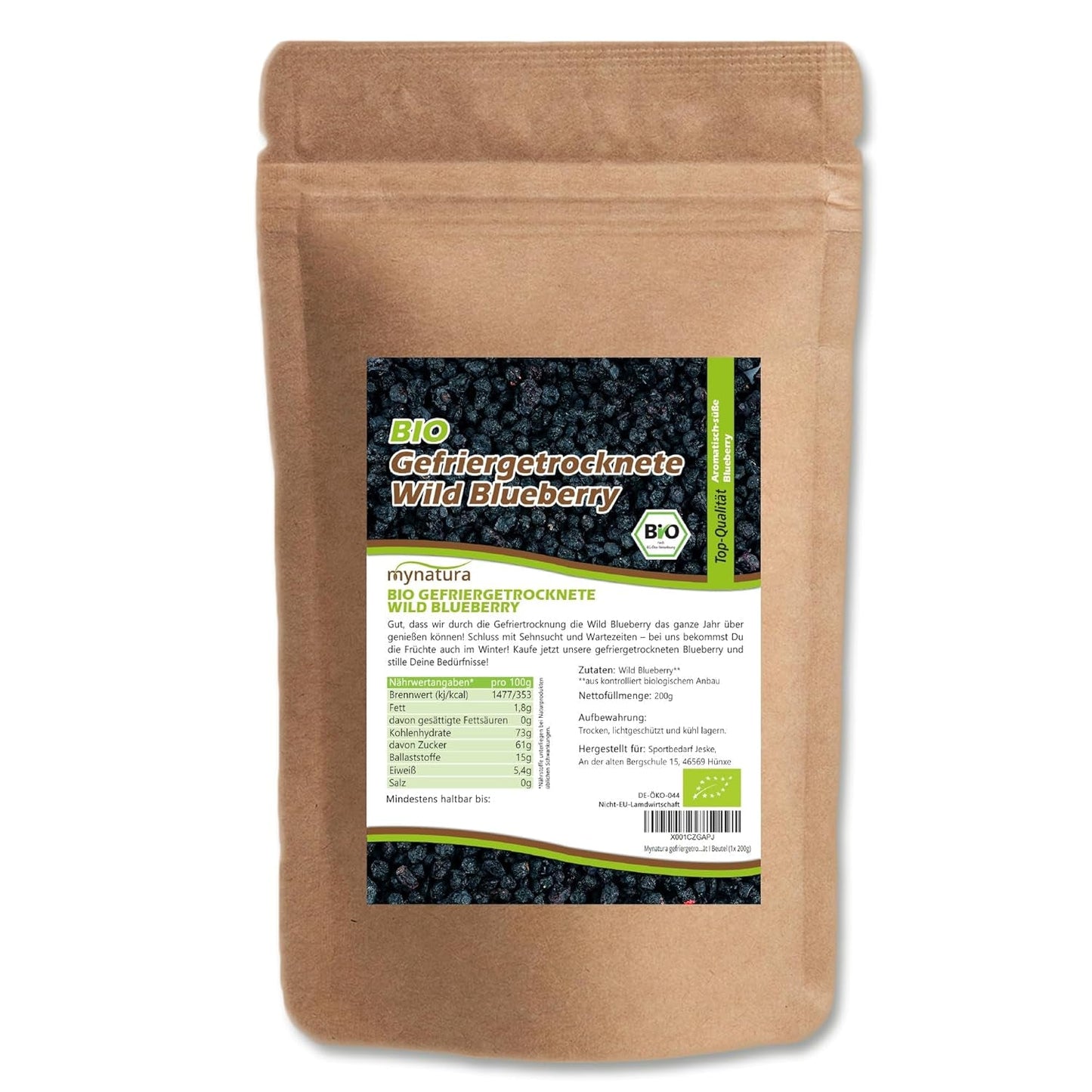 Mynatura ekologiska frystorkade vilda blåbär I Blåbär I Frukt I Bär I Naturprodukt I Ekologisk kvalitet I Påse (1x 200g) Uttorkade produkter Naty Shop 200 G (1 förpackning)