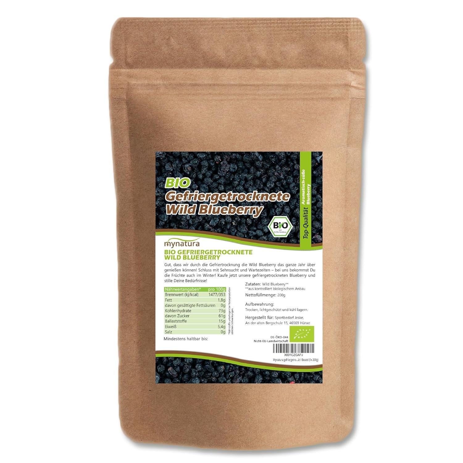 Mynatura ekologiska frystorkade vilda blåbär I Blåbär I Frukt I Bär I Naturprodukt I Ekologisk kvalitet I Påse (1x 200g) Uttorkade produkter Naty Shop 200 G (1 förpackning)