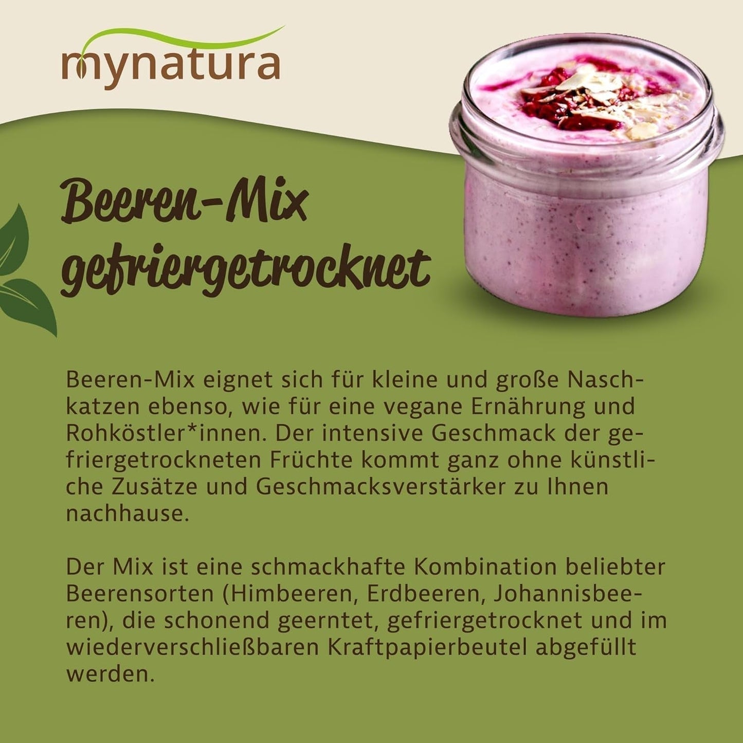 Mynatura Färgglad blandning av frystorkade bär I Fruktmix I Hallon I Svarta vinbär I Jordgubbar I Fruktsnacks I Vegan I 350g Torkade produkter Naty Shop