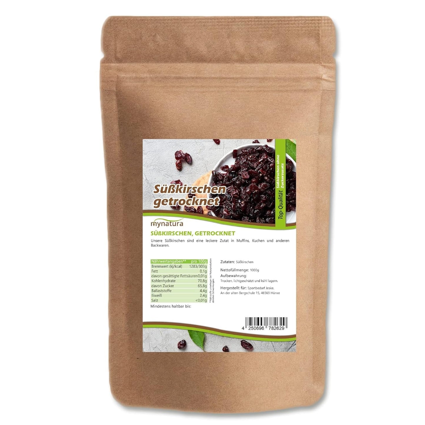 Mynatura söta, torkade, kärnfria körsbär I Osötad I Torkad frukt I Inga tillsatser I Bakning I Körsbär I Mellanmål I Müsli I Vegansk I Påse (1x 1000g) Dehydrerade produkter Naty Shop 1X 1000G