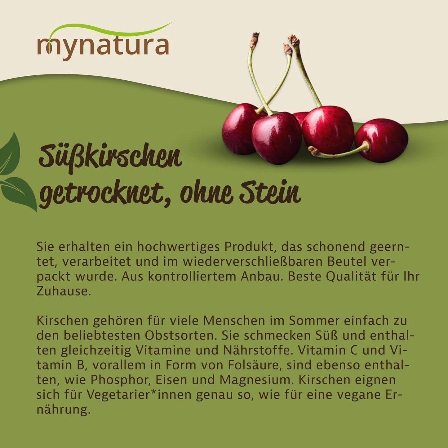 Mynatura söta, torkade, kärnfria körsbär I Osötad I Torkad frukt I Inga tillsatser I Bakning I Körsbär I Mellanmål I Müsli I Vegansk I Påse (1x 1000g) Dehydrerade produkter Naty Shop