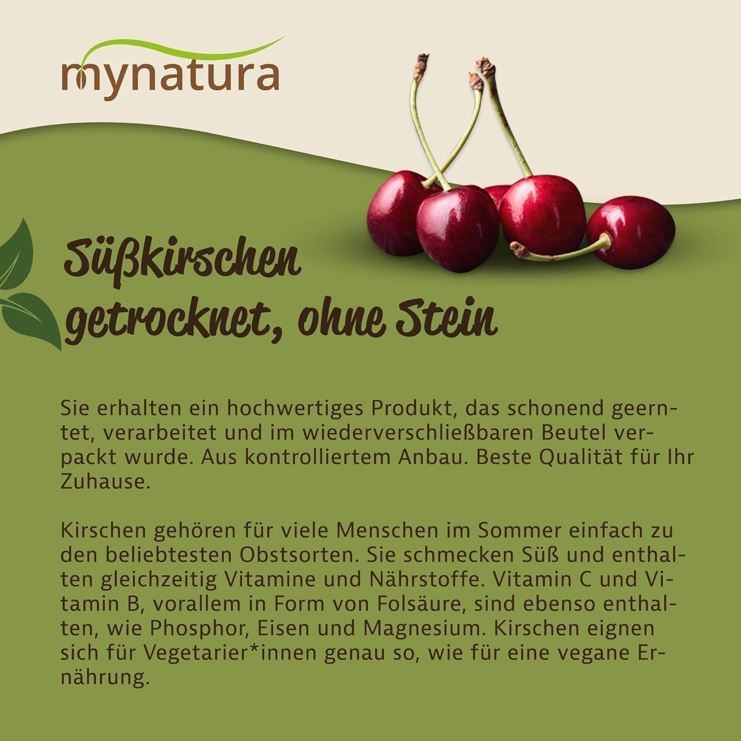 Mynatura söta, torkade, kärnfria körsbär I Osötad I Torkad frukt I Inga tillsatser I Bakning I Körsbär I Mellanmål I Müsli I Vegansk I Påse (1x 1000g) Dehydrerade produkter Naty Shop