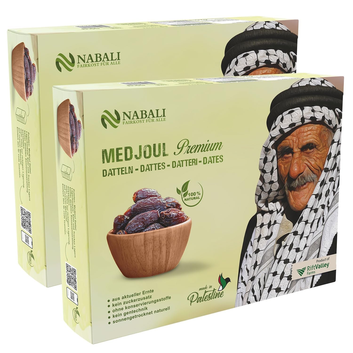 NABALI FAIRKOST FÖR ALLA Dadlar Medjool Medjoul från Palestina - 100% naturlig vegansk aromatisk traditionell färsk och orientalisk I utan konserveringsmedel 5 kg (1 förpackning), Small/Medium Dehydrerade produkter Naty Shop 5 kg (förpackning om 2) Large/Jumbo