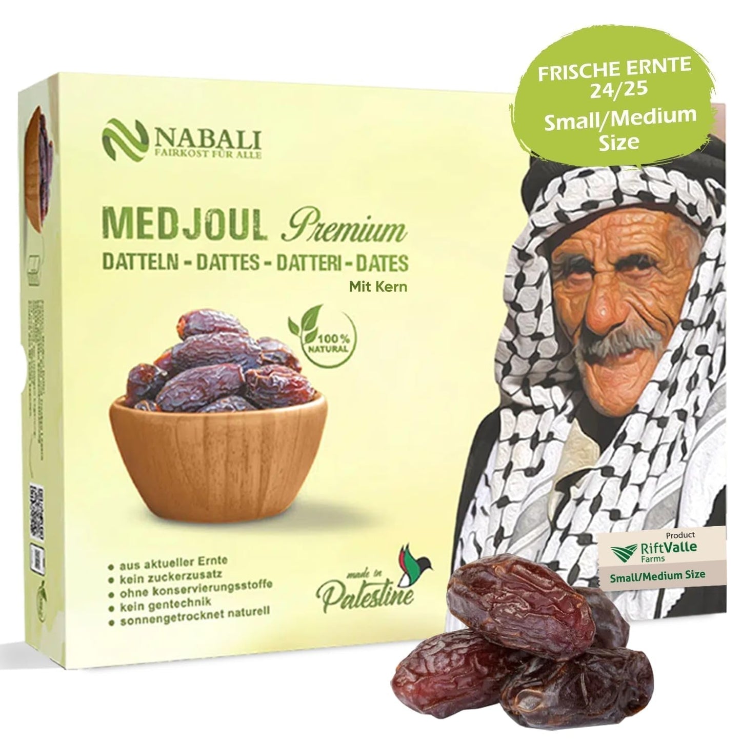 NABALI FAIRKOST FÖR ALLA Dadlar Medjool Medjoul från Palestina - 100% naturlig vegansk aromatisk traditionell fräsch och orientalisk I utan konserveringsmedel 5 kg (1 pack), Small/Medium Dehydrerade produkter Naty Shop 5 kg (1 pack), Small/Medium