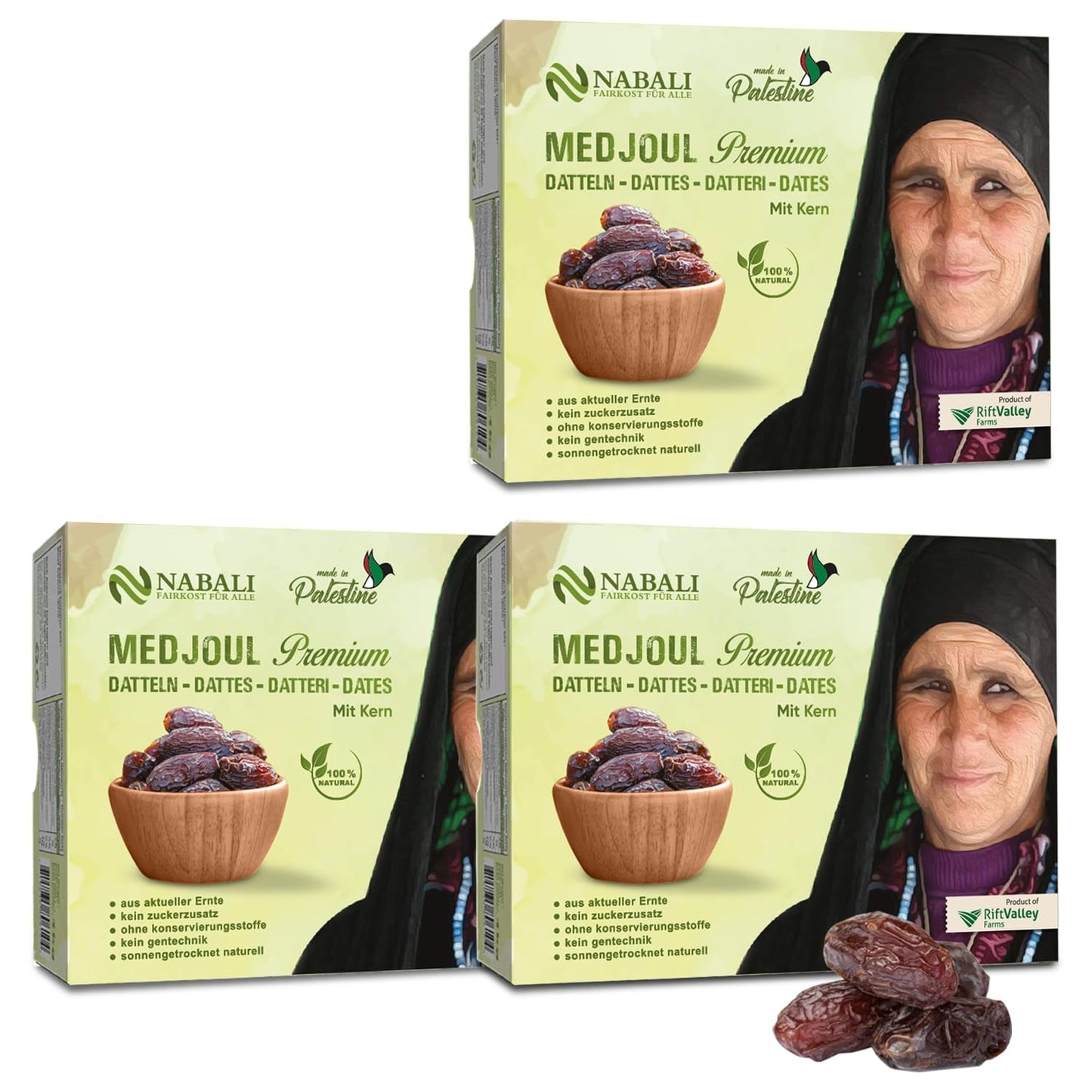 NABALI FAIRKOST FÖR ALLA Dadlar Medjool Medjoul från Palestina - 100% naturlig vegansk aromatisk traditionell färsk och orientalisk I utan konserveringsmedel 5 kg (1 pack), Small/Medium Naty Shop dehydrerade produkter 1kg (3 pack) Large/Jumbo