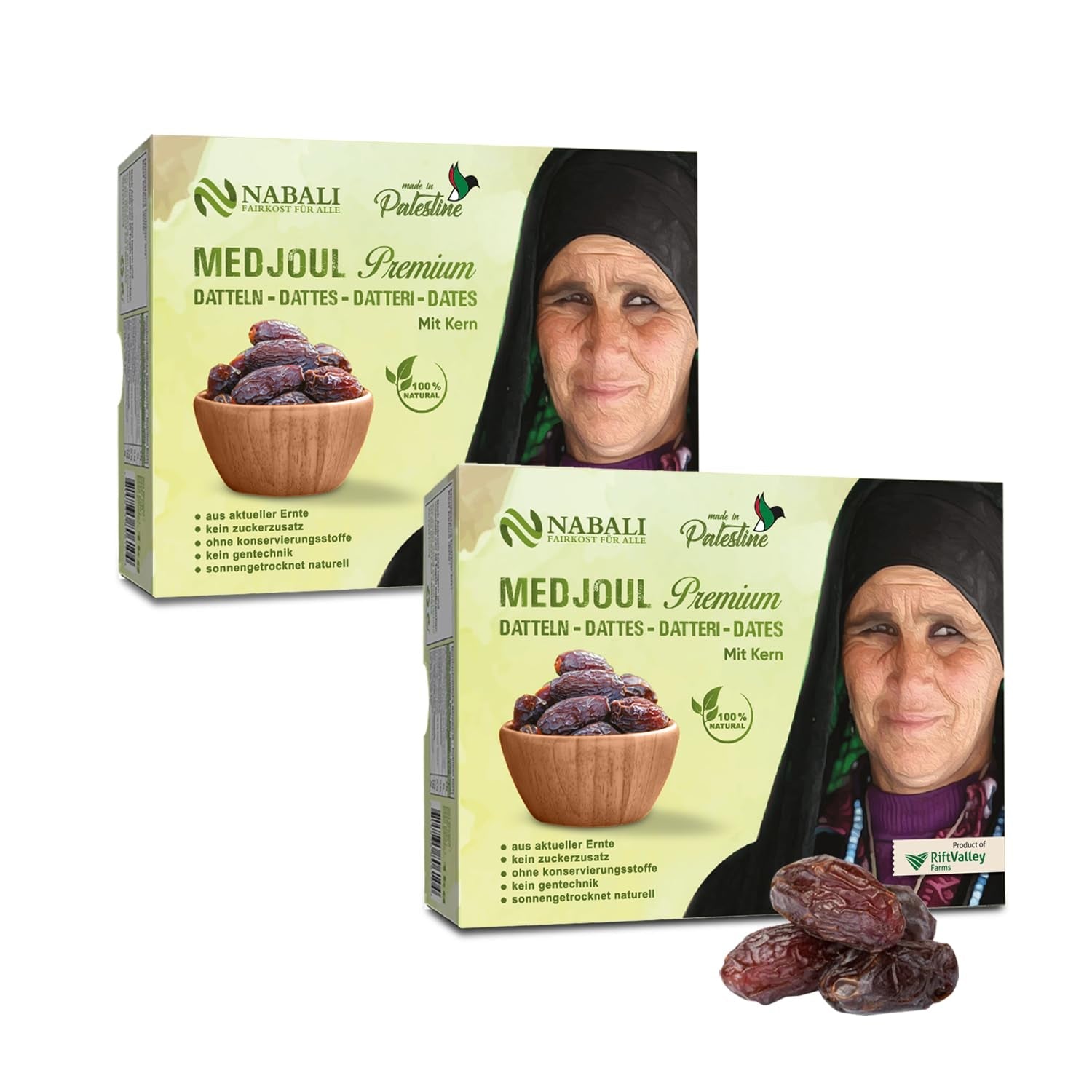 NABALI FAIRKOST FÖR ALLA Dadlar Medjool Medjoul från Palestina - 100% naturlig vegansk aromatisk traditionell färsk och orientalisk I utan konserveringsmedel 5 kg (1 förpackning), Small/Medium Dehydrerade produkter Naty Shop 1 kg (förpackning med 2) Large/Jumbo