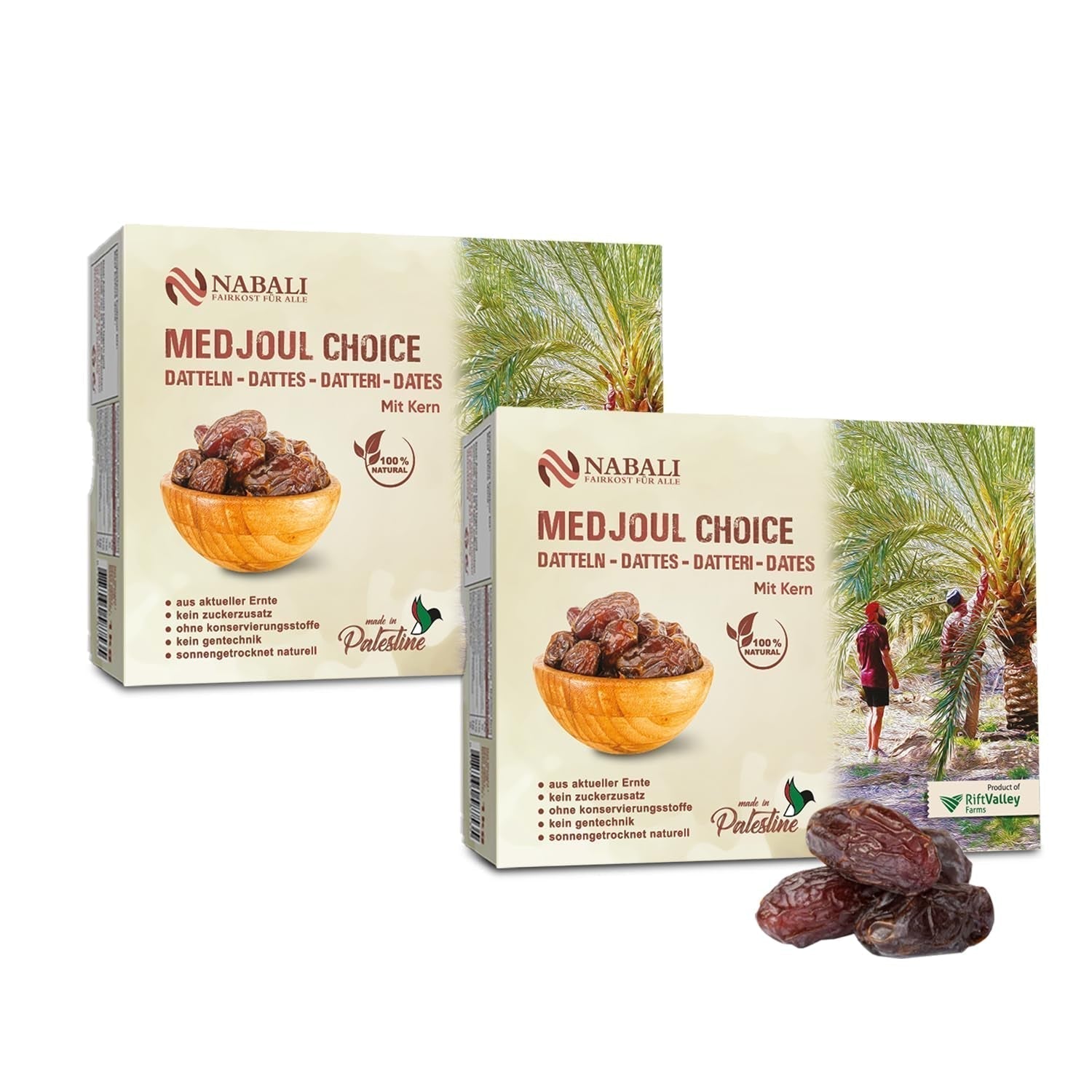 NABALI FAIRKOST FÖR ALLA Medjoul - Medjool Dadlar Val I - 100% naturlig aromatisk fräsch orientalisk mjuk I söt som honung och karamelliserad I Ursprung: Palestina I (1x1KG) Dehydrerade produkter Naty Shop 2 kg (1 paket)