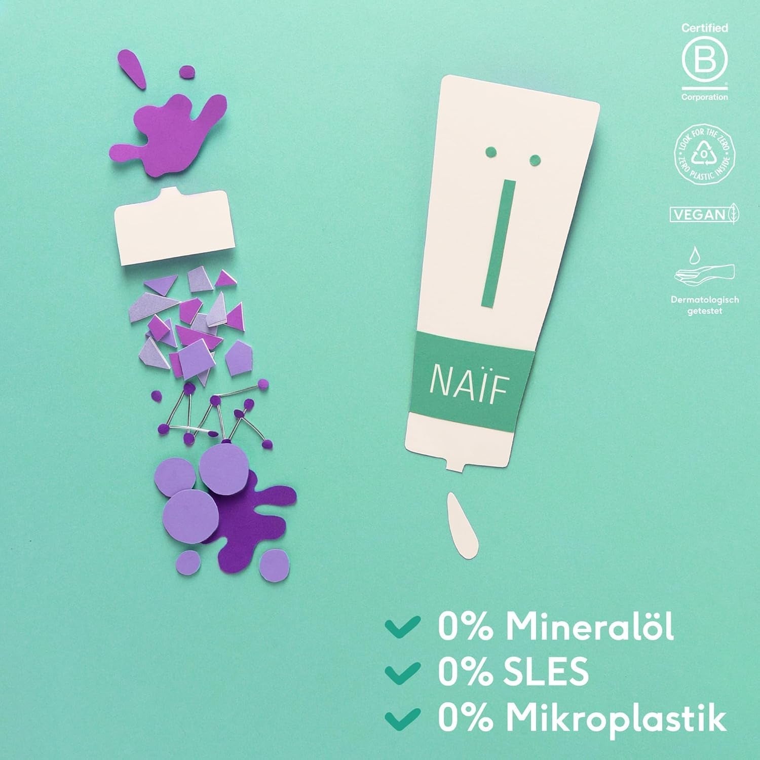 Naïf - Vårdschampo - för spädbarn och barn - Babyschampo med naturliga ingredienser - 100% vegan - 0% SLES - Utan mikroplaster, silikoner och parabener - 200 ml Barn - Bad och hudvård Naty Shop
