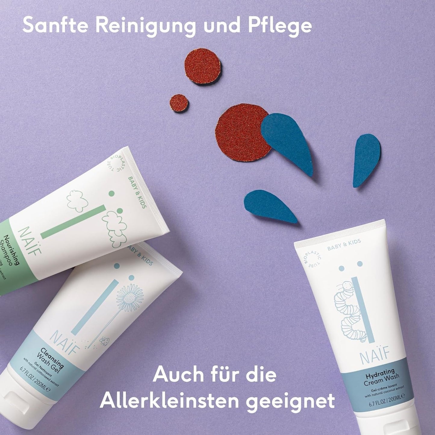 Naïf - Vårdschampo - för spädbarn och barn - Babyschampo med naturliga ingredienser - 100% vegan - 0% SLES - Utan mikroplaster, silikoner och parabener - 200 ml Barn - Bad och hudvård Naty Shop