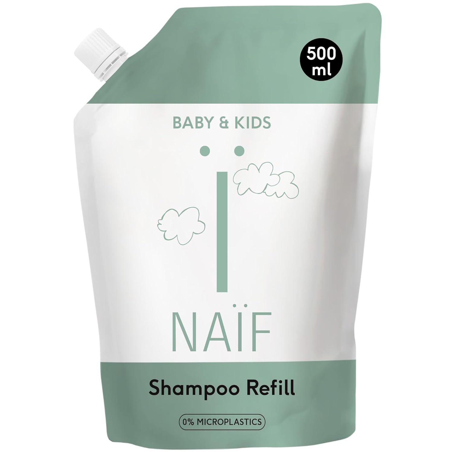 Naïf - Vårdschampo - för spädbarn och barn - Babyschampo med naturliga ingredienser - 100% veganskt - 0% SLES - Fri från mikroplaster, silikoner och parabener - 200 ml Barn - Bad och hudvård Naty Shop Recharge