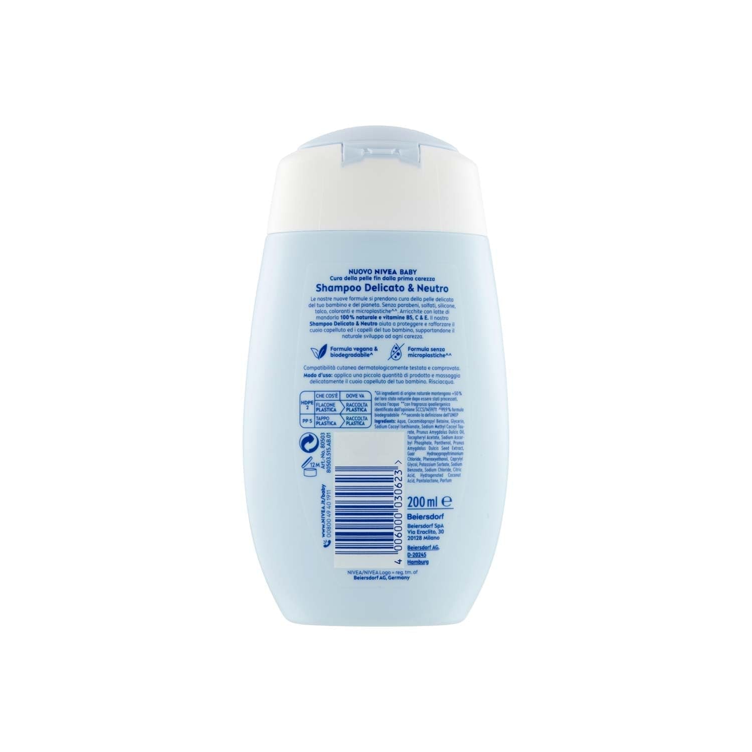 NIVEA BABY Gentle & Neutral Shampoo 200 ml - Med skydd mot tårar, sulfatfritt, för mjukt och trasselfritt hår Barn - Bad och hudvård Naty Shop