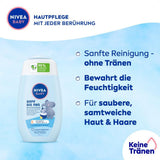 NIVEA BABY topp till tå bad & schampo, skonsamt veganskt schampo för barns hud och hår med mandelolja, avslappnande duschgel med hypoallergen formula utan parabener och mikroplaster (200 ml) Barn - Bath and Skincare Naty Shop