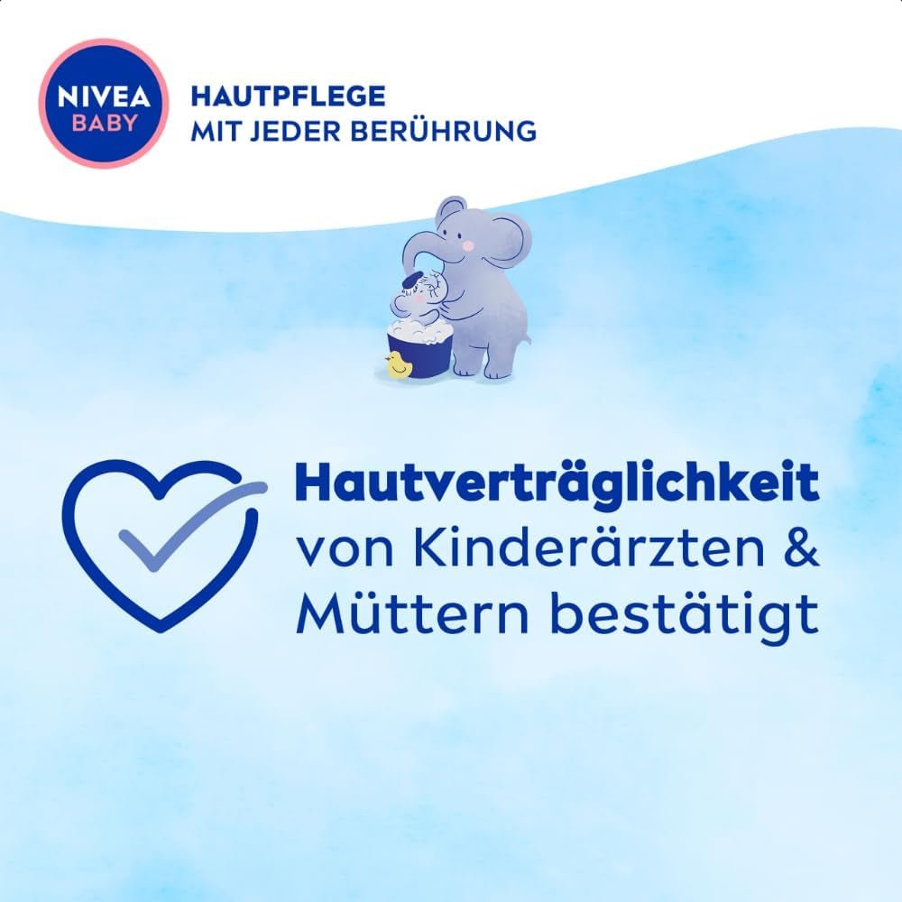 NIVEA BABY topp till tå bad & schampo, skonsamt veganskt schampo för barns hud och hår med mandelolja, avslappnande duschgel med hypoallergen formula utan parabener och mikroplaster (200 ml) Barn - Bath and Skincare Naty Shop