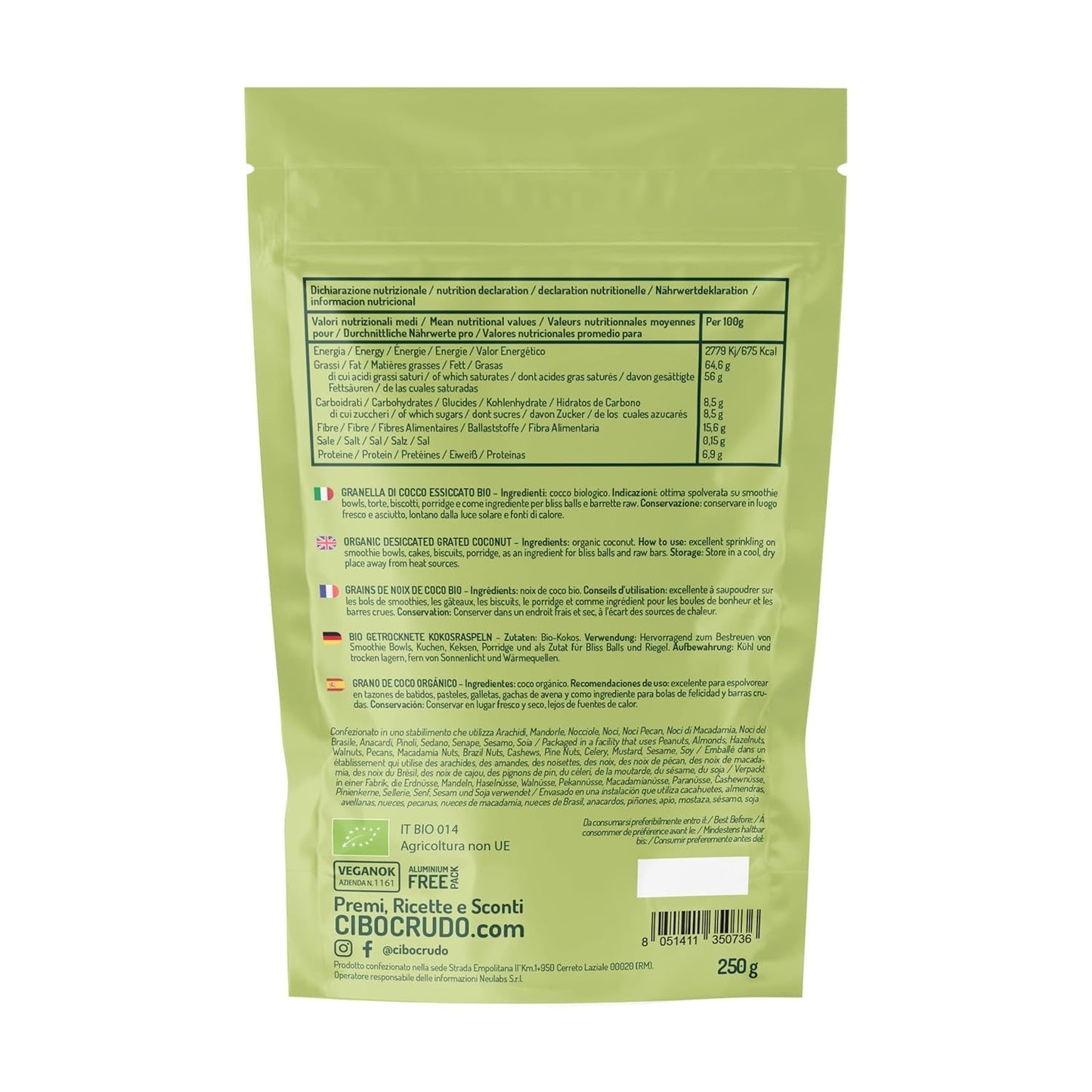 Strimlad ekologisk kokosnöt - 200g. Torkade kokoschips Osötade och torra. Kokosflingor. Soltorkade kokoschips. Utmärkt som mellanmål och för söta recept Naty Shop Dehydrated Products