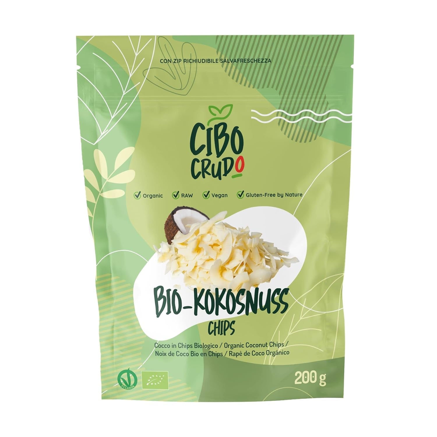 Strimlad ekologisk kokosnöt - 200g. Torkade kokoschips Osötade och torra. Kokosflingor. Sun-dried coconut chips. Utmärkt som mellanmål och för söta recept Naty Shop Dehydrerade produkter 200 G (1 förpackning) Kokoschips
