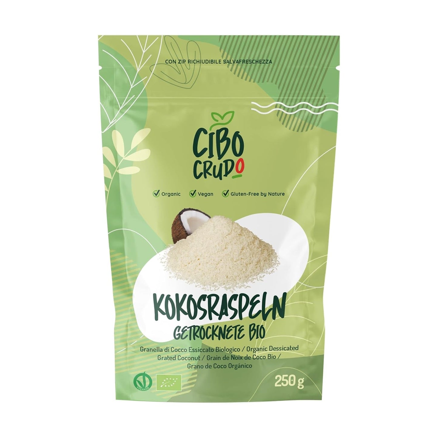 Strimlad ekologisk kokosnöt - 200g. Torkade kokoschips Osötade och torra. Kokosflingor. Sun-dried coconut chips. Utmärkt som mellanmål och för söta recept Naty Shop Dehydrerade produkter 250 G (1 förpackning) riven kokosnöt
