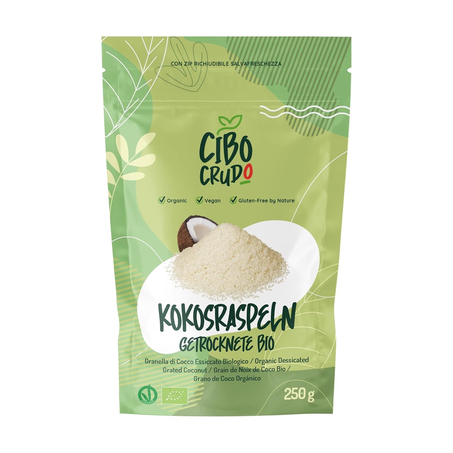 Strimlad ekologisk kokosnöt - 200g. Torkade kokoschips Osötade och torra. Kokosflingor. Sun-dried coconut chips. Utmärkt som mellanmål och för söta recept Naty Shop Dehydrerade produkter 250 G (1 förpackning) riven kokosnöt