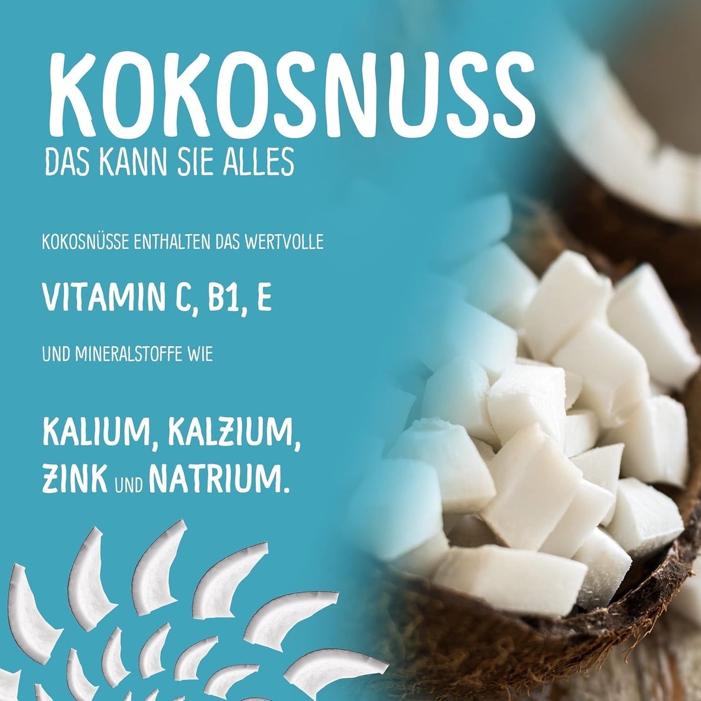 Frystorkad kokos: 50g frystorkad frukt - veganska godis sötade kokostärningar - naturligt torkad frukt från NutriPur Dehydrerade produkter Naty Shop
