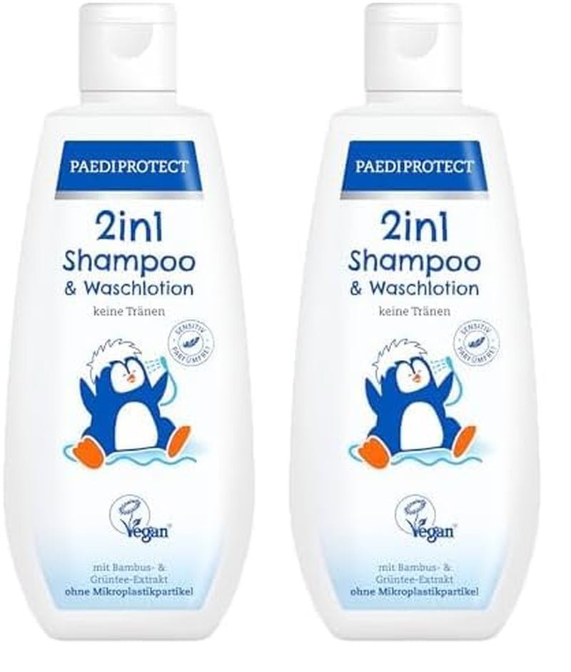 PAEDIPROTECT 2in1 schampo och tvättlotion för spädbarn och barn 200 ml, ömtålig rengöring och hår utan parfym och mikroplaster, duschgelén återfuktar torr och känslig hud, även för vuxna Barn - Bad och hudvård Naty Shop White 200 Ml (förpackning om 2)