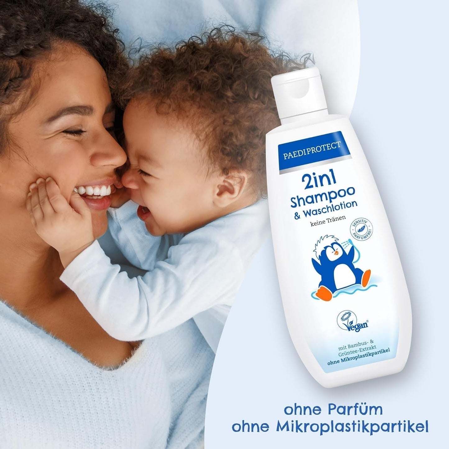 PAEDIPROTECT 2in1 schampo och tvättlotion för spädbarn och barn 200 ml, känslig rengöring och hår utan parfym och mikroplaster, duschgelén återfuktar torr och känslig hud, även för vuxna Barn - Bad och hudvård Naty Shop