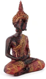 dekorativ pyjoma Buddha, mediterar, skulptur med röd / gyllene kappa Statyetter och skulpturer Naty Shop