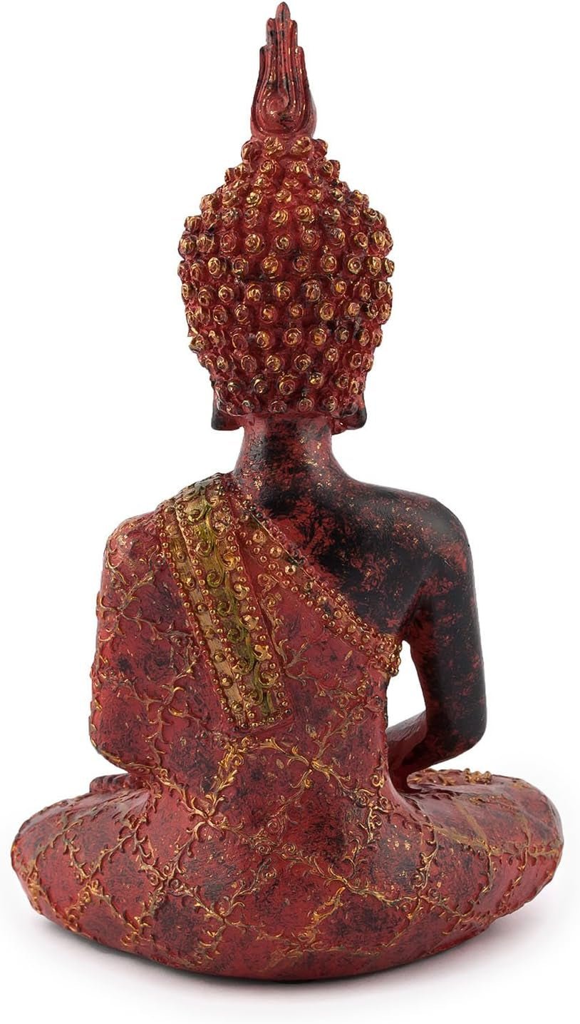 dekorativ pyjoma Buddha, mediterar, skulptur med röd / gyllene kappa Statyetter och skulpturer Naty Shop