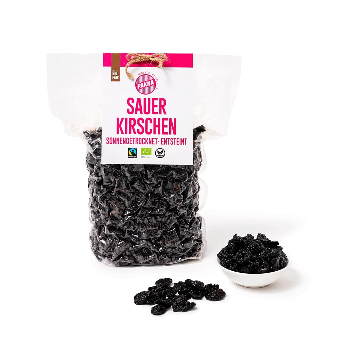 PAKKA - Soltorkade ekologiska Fairtrade-körsbär 750 g, vildskördade ekologiska körsbär, osötade, osötade direkt från småbönder i Samarkand, Uzbekistan, vegan, 750 g Naty Shop Dehydrerade produkter Variant 1: 750 G (1 förpackning)